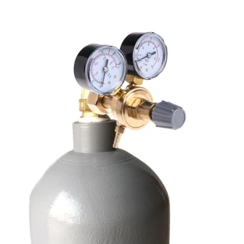 1 stk Argon, CO2-Målere reduktionsventil Mig flowmeter med reguleringsventil Dual Måle Svejsning Regulator 108x120x125mm
