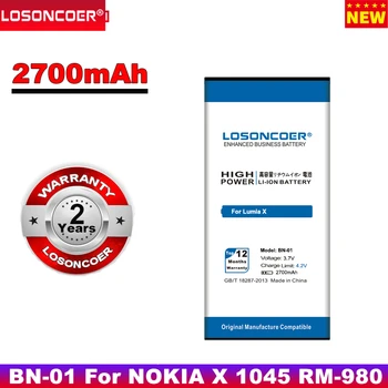 LOSONCOER 2700mAh BN-01 BYD BN 01 Til NOKIA X 1045 RM-980 Normandiet / X2 X+ Plus 1013 X2DS telefonens batteri