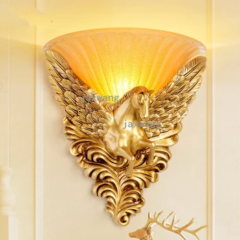 Europa Harpiks Væg lamper Hest Hoved væglampe Soveværelse sengen spejl Lys Kreative Korridor Balkon Undersøgelse wall Sconces