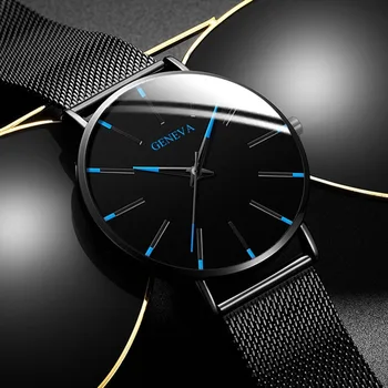2020 Minimalistisk Mænds Mode Ultra Tynd Ure Simple Mænd Business Rustfrit Stålnet Bælte Kvarts Ur relojes modernos