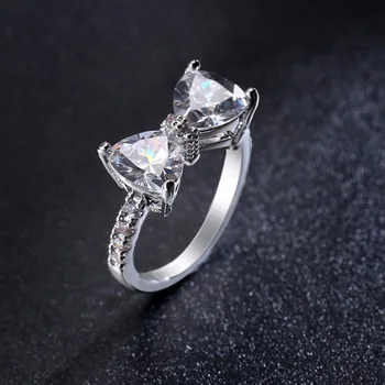 Nye Ankomst Dejlige Sløjfeknude Design Kvindelige 925 sterling sølv Smykker Ring med Micro Banet Bow Tie CZ Sten til Fest Dating
