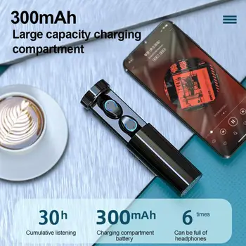 F9-6 Cylinder Bluetooth-V5.0 TWS Stero Vandtæt Sweatproof Headsets, Trådløse Øretelefoner, Hovedtelefoner 300mAh 30h For Xiaomi IPhone