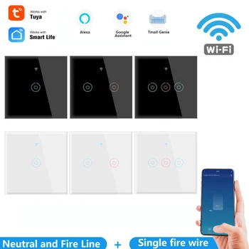 1/2/3 Bande TUYA WiFi Smart Touch Skifte EU-Smart vægkontakt 110-250V Fjernbetjening Arbejde Med Alexa Og Google Startside Assistent