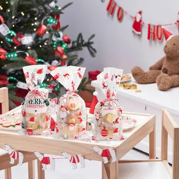 PATIMATE Jul Plast Slik Pose Glædelig Jul Indretning Til Hjemmet Natal julepynt Xmas Gaver Noel godt nytår 2021