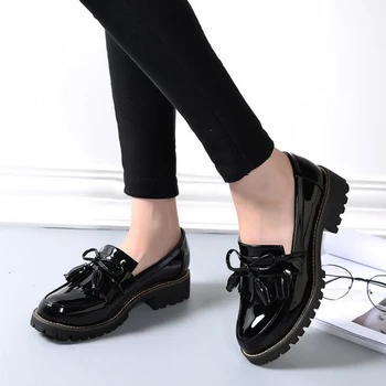 Kvast Mode laksko Kvinde Rund Tå Foråret Lejligheder Sko Kvinde Plus Størrelse 42 Lave Damer Loafers designer sko