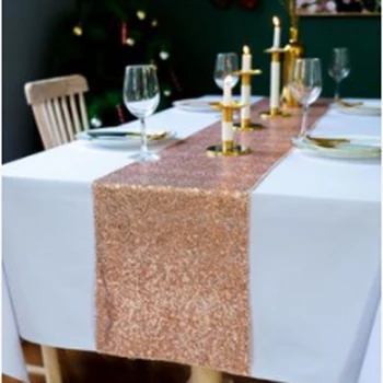 Rose guld, sølv pink sort rød luksus skinnende Paillet bordløber bryllup dekoration