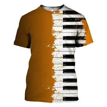 PLstar Kosmos Trykt Klaver musik 3d-t-shirts t-shirt t-shirts sommeren sjove Harajuku korte ærmer musikinstrument streetwear-1