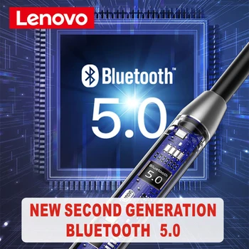 Bluetooth-Hovedtelefoner, TWS Lenovo HE08 Dobbelt Dynamisk Neckband 5.0 Nye Opgradering 4 Højttalere i HIFI-Stereo Hovedtelefon Sport hovedtelefoner