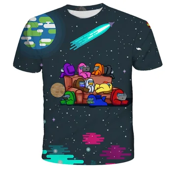 Video-Spil er Iblandt Os T-Shirt Børn Toddler Streetwear 3D-Tegnefilm Animationsfilm T-shirt Bedrager Drenge Tøj 4-14Y Sommer Top Tee