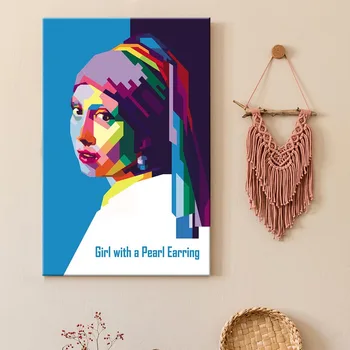 Pige med perleørering Væg Kunst Billedet Lærred, Plakat Børnehave Print Minimalistisk Maleri Indretning Uden Ramme