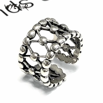 WYEAIIR 925 Sterling Sølv Retro Sløjfe Hule Mode Kvindelige Resizable Åbne Ringe