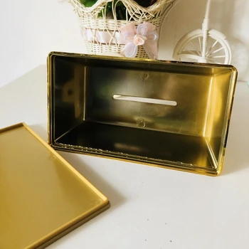 Tissue Box Guld Papir Rack Elegante Royal Rose Gold Bilen Hjem Rektangel Formet Beholder Håndklæde Servietholder