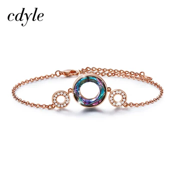 Cdyle Kvinder Guld Armbånd Dekoreret med krystal Armbånd Cirkel Krystaller Armbånd Smykker Til Kvinder Fødselsdag