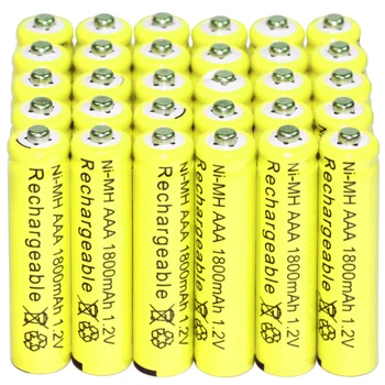 2/4/10/20/24/30stk AAA-batterier Bulk Nikkel-Hydrid Genopladeligt batteri NI-MH 1800mAh 1,2 V Gul