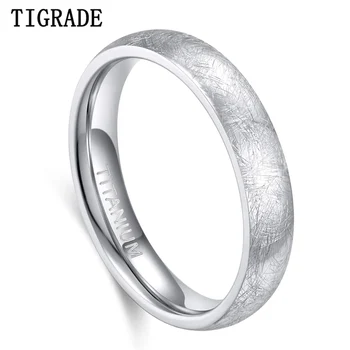 TIGRADE 4mm 6mm Titanium Ring Kuppel Børstet Særlige Bunden Design-Bryllup-Band Comfort Fit Størrelse 5-13