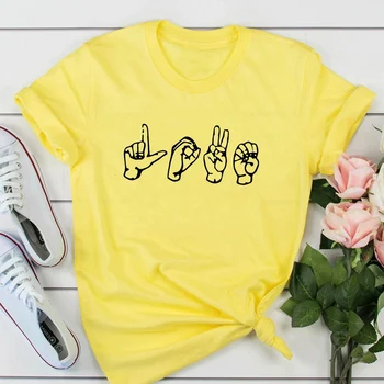 Tegn på KÆRLIGHED Voksen bomuld t-Shirt valentines dag shirt dametøj graphic tee Voksen Tee ASL Shirt sommer toppe