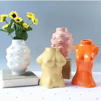 Keramik Body Art Design blomstervaser Kvindelige Skulptur Vaser Kreative Hobby Vase plantemaskine Hjem dekoration Tilbehør