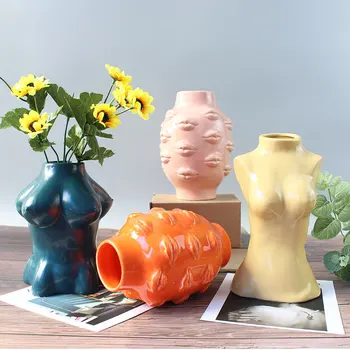 Keramik Body Art Design blomstervaser Kvindelige Skulptur Vaser Kreative Hobby Vase plantemaskine Hjem dekoration Tilbehør