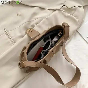 Mode Plisserede PU Læder Håndtaske Totes Bærbare Kvinder Solid Farve Casual Underarm Skulder Tasker Rejse Clutches