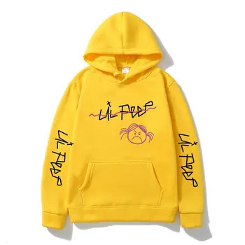 Mænd Hoodie Høj kvalitet, Mænd/kvinder, Lil Peep design brev trykt hætte Sweatshirt trøjer Holde varmen Mand Tendens Street Pullover