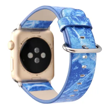 Elegant Stribet Marmor PU Læder Armbånd til Apple-Ur Serie 5 4 3 2 1 Strap Bælte til iWatch 38 40 42 44mm Armbånd Band