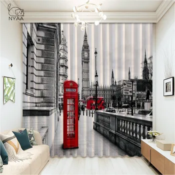 Britisk Ultra-tynd Micro Skygge Mørklægningsgardiner Europæisk Stil Gardiner London Bell Tower Til stuen Gardiner Indretning