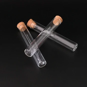 20pcs/pack 12x75mm Klart Glas Reagensglas Med Kork Propper til Skole, Laboratorium udstyr Flad bund