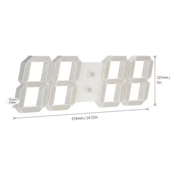 LanLan 3D-Hvid Digital Wall Clock med Fjernbetjeningen til Eu-Forordning