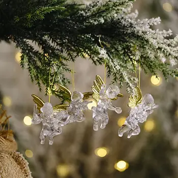 20pcs Gennemsigtige Engel Dukke Christmas Tree Dekoration Hængende Pendel Ornamenter 11UA