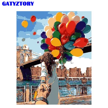 Rammeløse Romantisk Luftballon DIY-Maleri Af Numre Moderne Væg Kunst, Lærred, Akryl Maleri Hånd Malet For Unik Gave