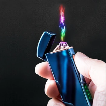 Fingeraftryk Elektronisk Cigaret Lighter USB-Vindtæt Dobbelt Bue Elektrisk Lighter Plasma-Turbo Metal Lettere Fars Dag Gave