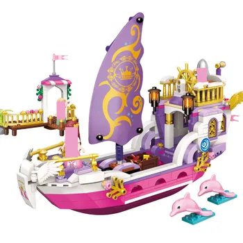 456Pcs Prinsesse Leah Engel Prinsesse Skibet satte Wharf Delfiner Tal Kreative byggesten Sæt Uddannelsesmæssige Kids Legetøj Piger