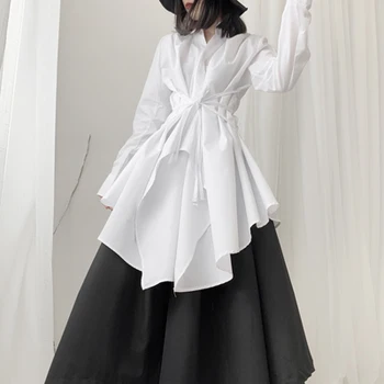 Yamamoto oprindelige design mørk skjorte kvinde talje små uregelmæssige skjorte, nederdel, Bluse Bluse Bluse Bluse Bluse Bluse Bluse Blo