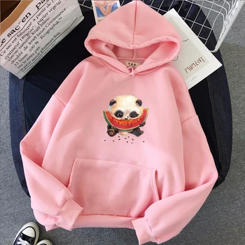 2020 Mode Varme Hættetrøjer til Kvinder Fall Winter Søde Panda Print Sweatshirt Afslappet langærmet Damer Hoodie Streetwear Pullover