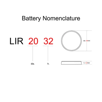 Lithium-Knappen Coin Cell Li-ion Genopladeligt Batteri LIR2032 Erstatter CR2032