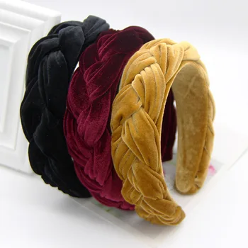Høj kvalitet populært twist fletning hår bøjle Europæiske og Amerikanske Kreative guld fløjl hovedklæde grænseoverskridende ny hovedbøjle smykker