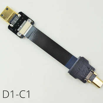 Op Ned Vinklet Mini HDMI Type C Mand Kvinde Til Micro HDMI type D Kabel-FPV Fleksibel fladskærms-Kabel for HDTV AV luftfotografering