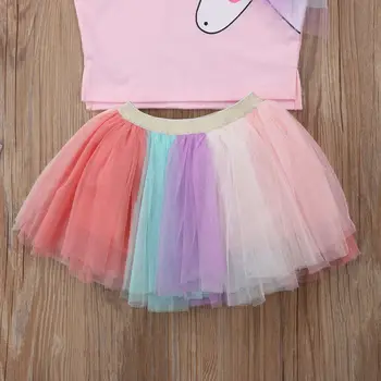 Søde Sweetheart Prinsesse Kids Baby Piger Tøj Unicorn Fødselsdag Top T-shirt-Tutu Nederdel Outfit, Sommer