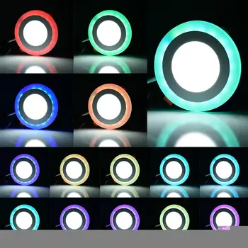 Nye Dual Farve Forsænket Loft Ned Lys LED-Panel Lys Runde Spotlight kold Hvid+Blå Fjernbetjening RGB-Tilstand AC 100-265V