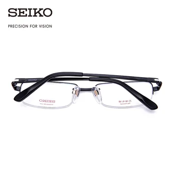 SEIKO Optiske Briller Ramme Mænd Titanium Halvdelen Uindfattede Nærsynethed Briller Recept Mandlige Optisk brillestel HT01078