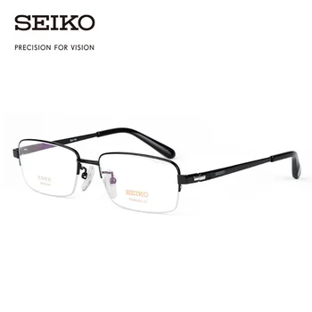 SEIKO Optiske Briller Ramme Mænd Titanium Halvdelen Uindfattede Nærsynethed Briller Recept Mandlige Optisk brillestel HT01078