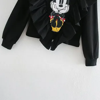 Disney Sweatshirt Flæser Flæser Søde Minnie Mouse Tegnefilm Print Kvinder O-Hals Lange Ærmer Streetwear Harajuku Bedste Kvindelige Femme