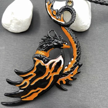 Drop Shipping Cool Onde Drage Halskæde Mænd Kvinder Af Høj Kvalitet Metal Dragon Halskæde I Læder Kæde Gotiske Smykker Gaver
