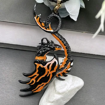 Drop Shipping Cool Onde Drage Halskæde Mænd Kvinder Af Høj Kvalitet Metal Dragon Halskæde I Læder Kæde Gotiske Smykker Gaver