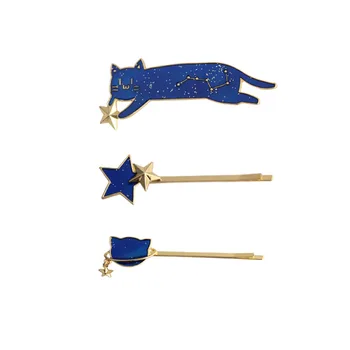 Gratis forsendelse 12 pcs/ masse mode smykker tilbehør metal emalje stjerne kat hår nåle