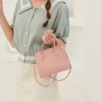 Mini-Små Firkantede Tasker til Kvinder, Damer skuldertaske PU Solid Farve Spænde Crossbody Taske Små Firkantede Retro Håndtasker