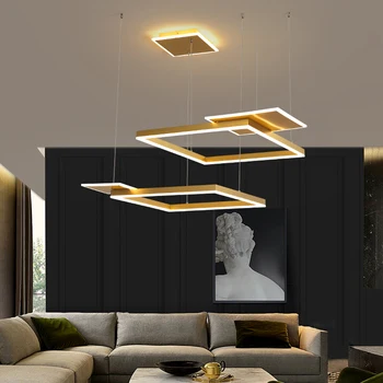 Pladsen Moderne Glans Dæmpbar LED Loft Lysekrone med Fjernbetjening til Soveværelse, Stue Spisestue Indendørs Indretning