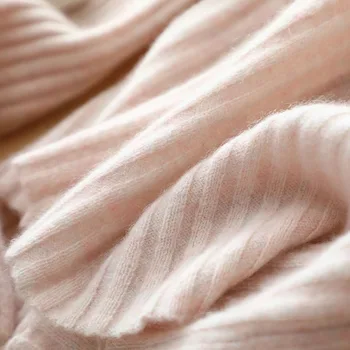 Ribbet strikket i cashmere v-hals pink sweater kvinder efteråret casual knapper, lange ærmer mode strik