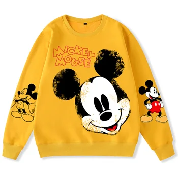 Disney Sweatshirt Mode Mickey Mouse Brev Tegnefilm Print Hooded Pullover Smarte Harajuku Unisex Kvinder Med Lange Ærmer Toppe 9 Farver