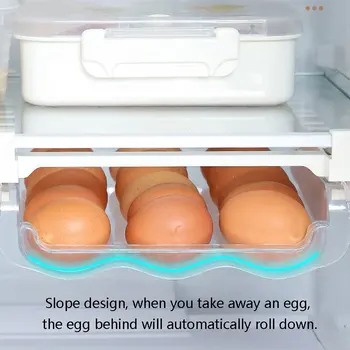 Køkken Æg Holder til Køleskab Gennemsigtige Æg Storage Container Box Skuffe til Opbevaring af Mad Køkken Arrangør Let at få Adgang til